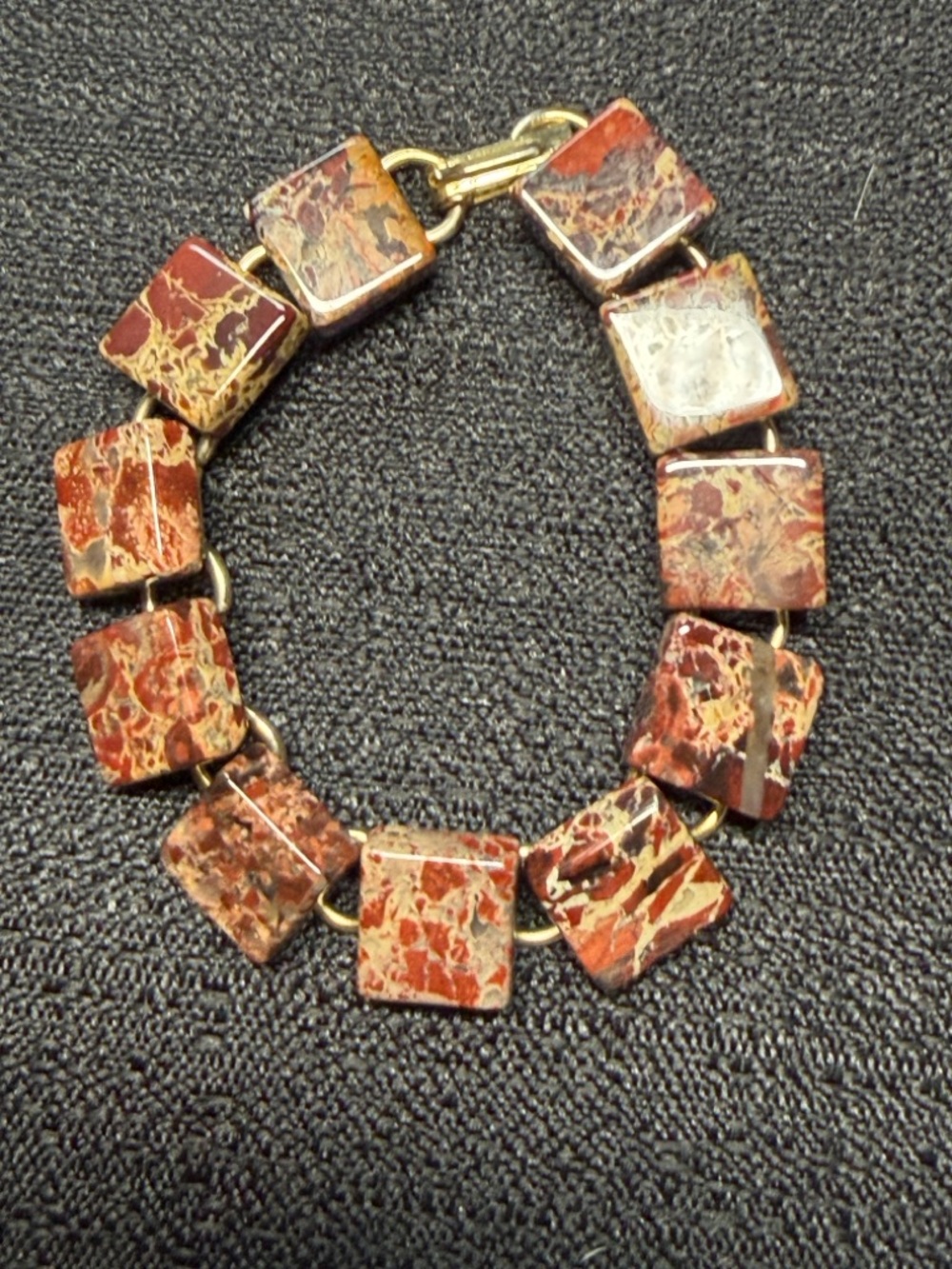 Red Jasper Square Link Bracelet - Unbranded